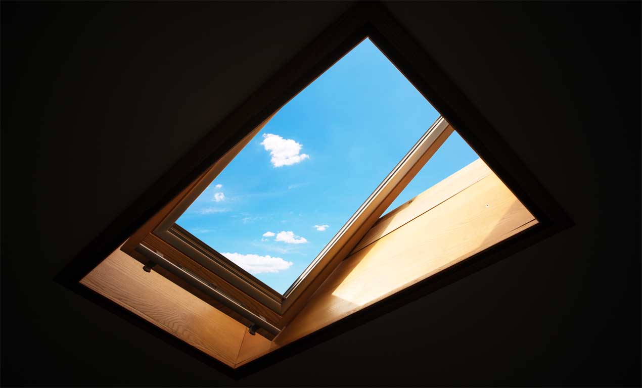 Open roof window skylight